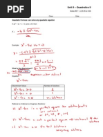 Unit 8 - Quadratics II: Quadratic Formula: Can Solve Any Quadratic Equation