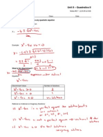 Unit 8 - Quadratics II: Quadratic Formula: Can Solve Any Quadratic Equation