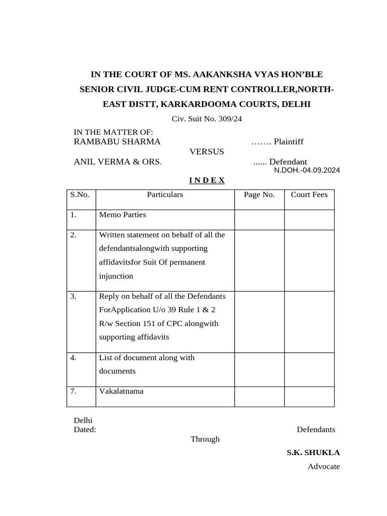 Civil Suit 309/24: Injunction Case Details | PDF | Lawsuit | Affidavit