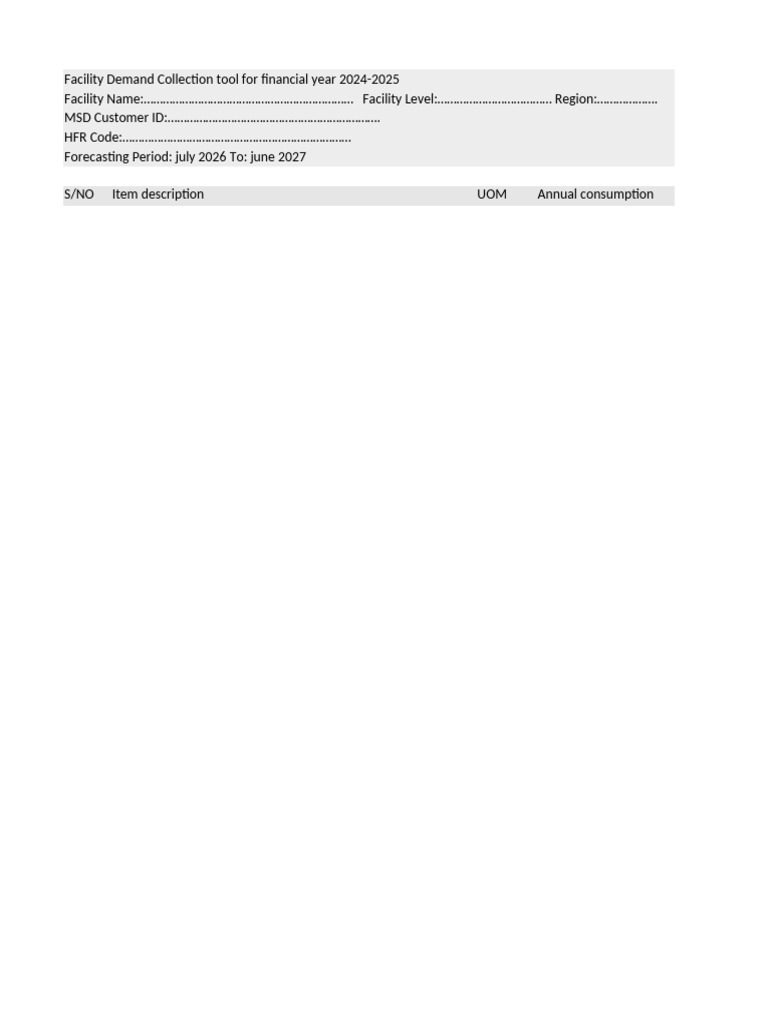 2024-2025 Facility Demand Tool | PDF