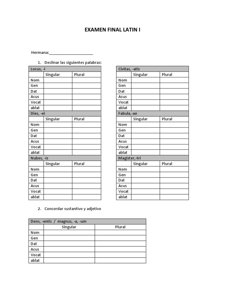 Examen Final Latin I | PDF