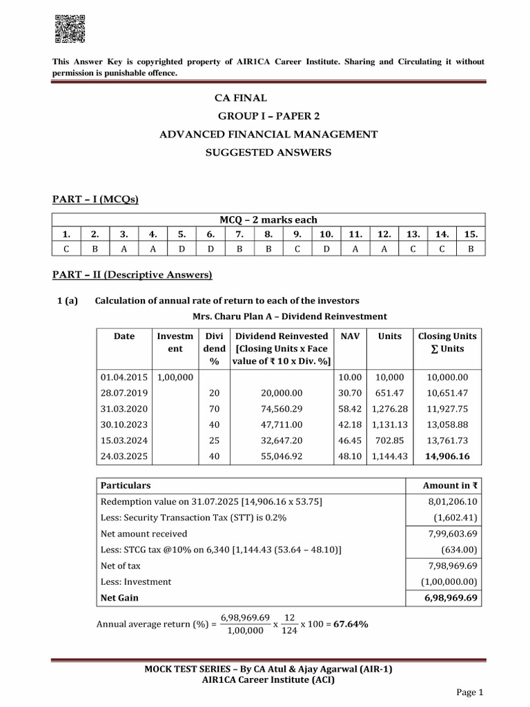 AFM Answer Key | PDF
