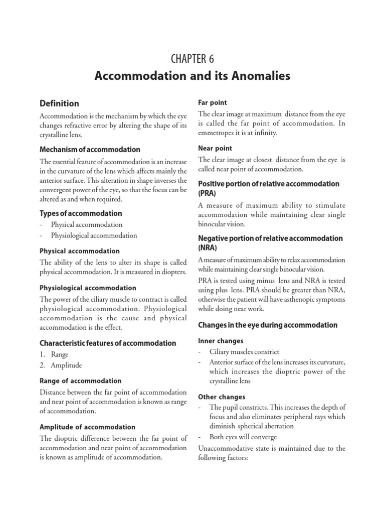 Understanding Eye Accommodation Mechanisms | PDF | Myopia | Ophthalmology