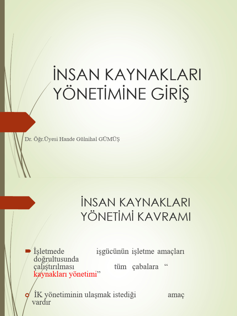 1.hafta İnsan Kaynaklari Yöneti̇mi̇ | PDF