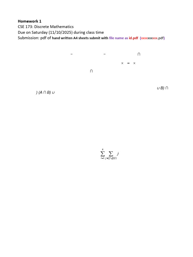 CSE 173 Discrete Math Homework 1 | PDF