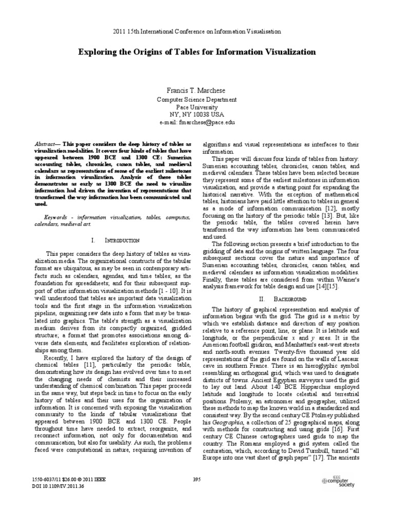 Exploring The Origins of Tables For Information Visualization | PDF ...