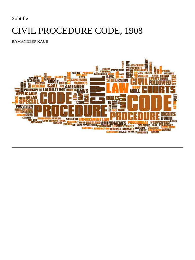 Civil Procedure Code, 1908: Subtitle | PDF