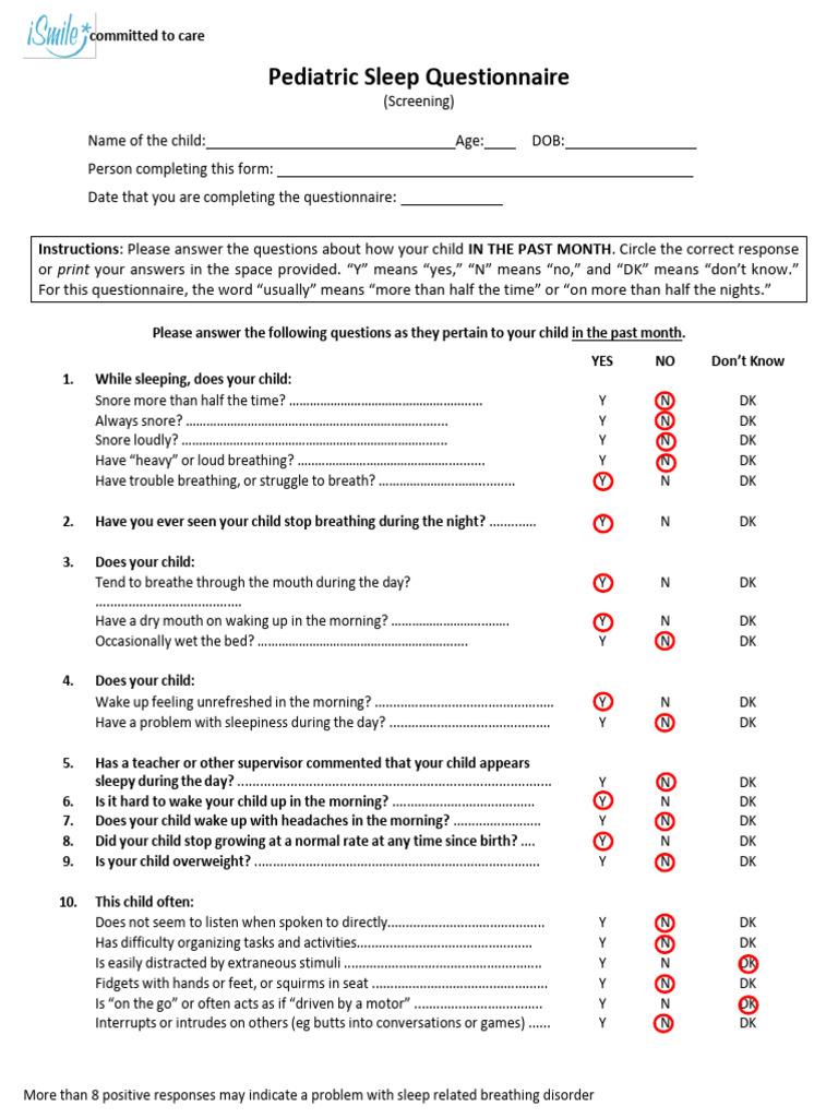 Pediatric Sleep Questionnaire Guide | PDF | Snoring | Sleep