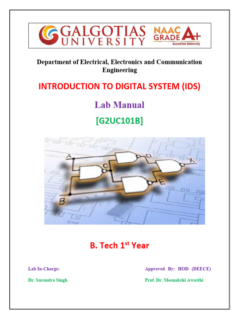 Digital System Lab Manual for B.Tech Students | PDF | Logic Gate ...