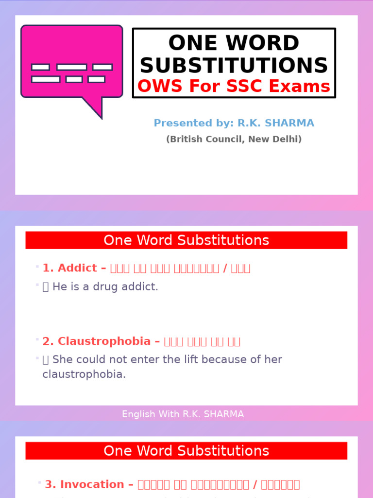 One Word Substitutions for SSC Exams | PDF