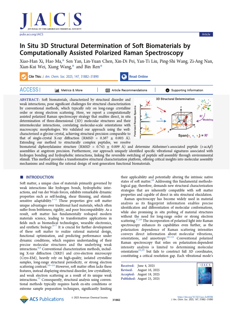 3D Structure of Soft Biomaterials via Raman Spectroscopy | PDF | Raman ...