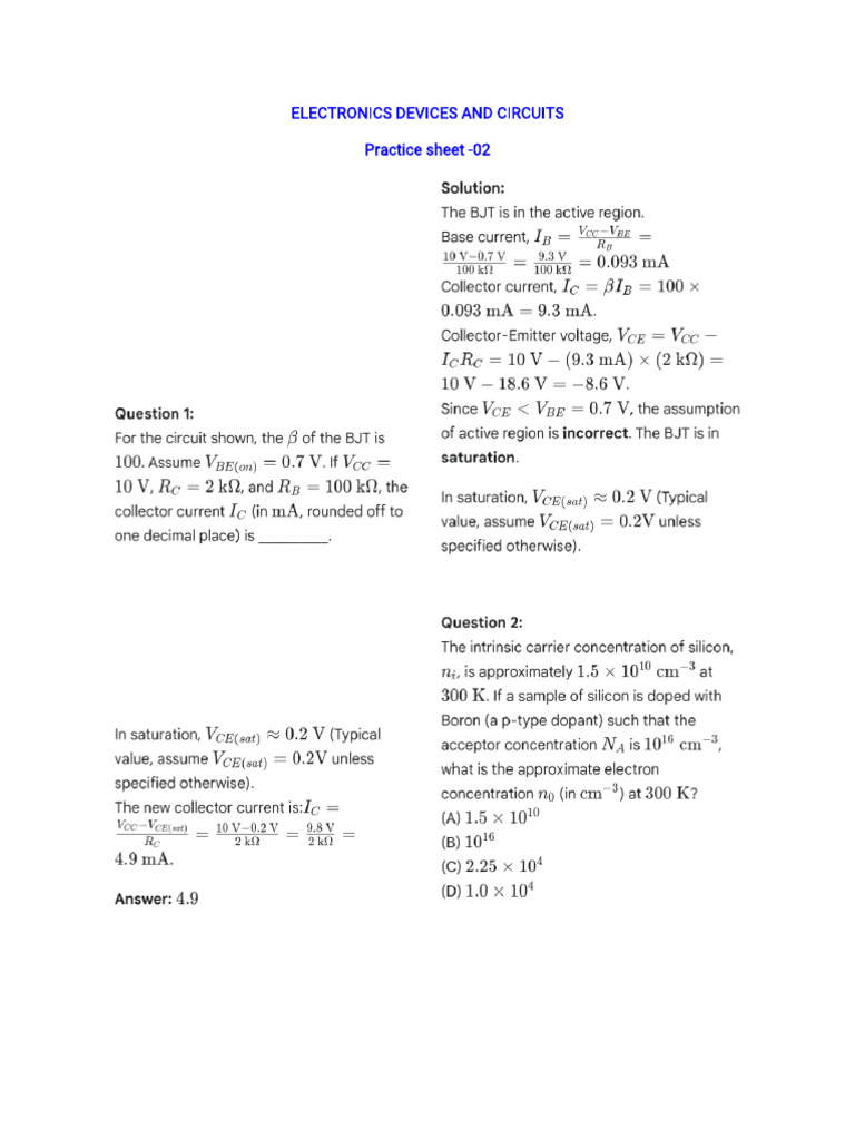 EDC (Practice Set 02) | PDF