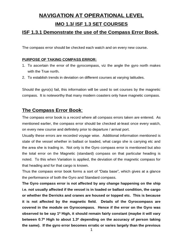 Compass Error Record Keeping Guide | PDF | Compass | Navigation