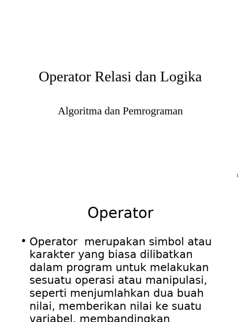 Operator Relasi dan Logika dalam Pemrograman | PDF