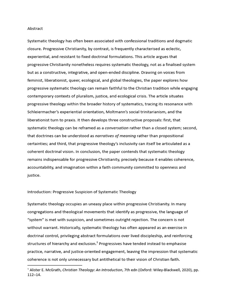 Progressive Systematic Theology Explained | PDF | Systematic Theology ...