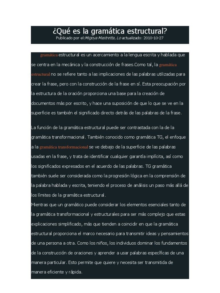 Gramatica Estructural | PDF | Palabra | Gramática