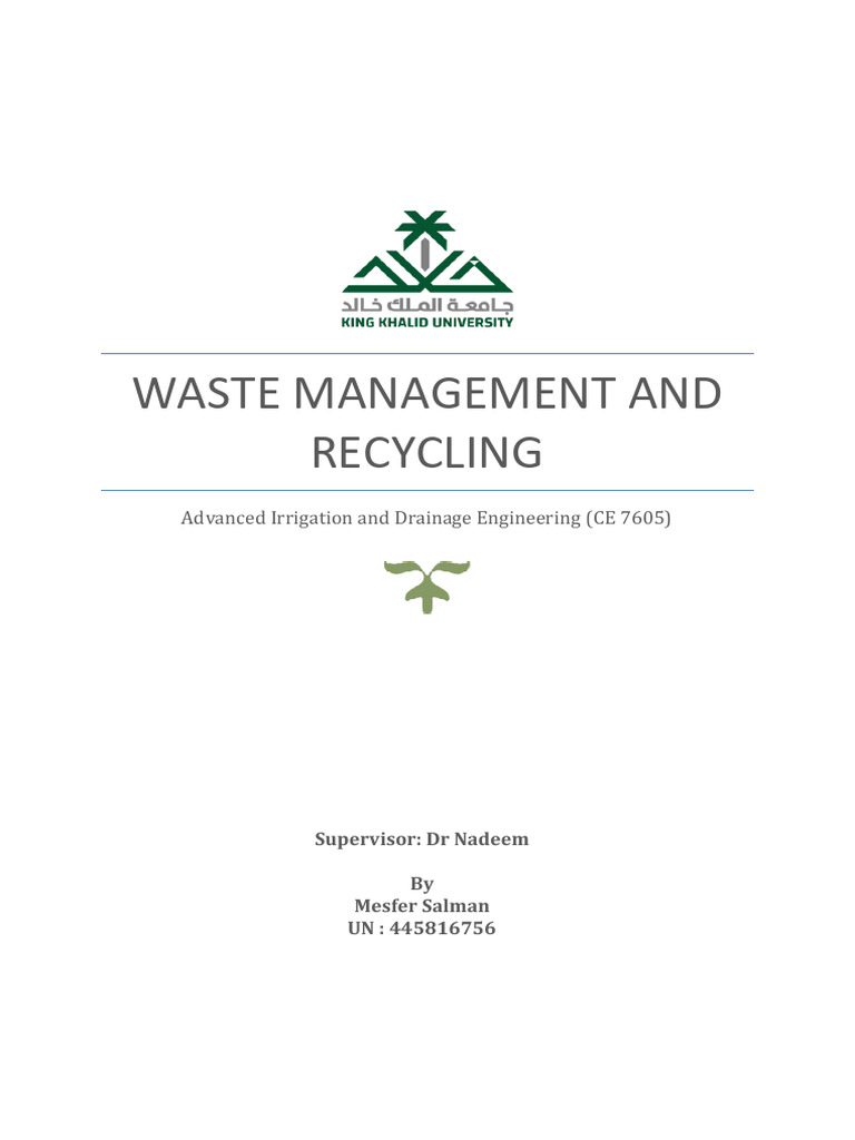 Waste Managment and Recycling (Mesfer Salman) | PDF | Waste Management ...
