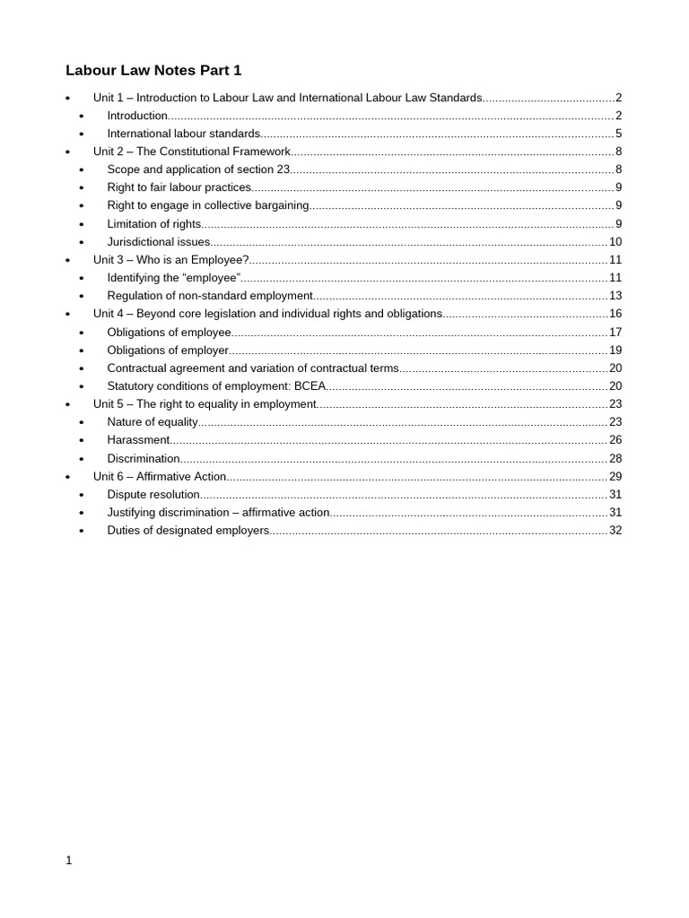 Labour Law Overview and Key Concepts | PDF | Labour Law | International ...