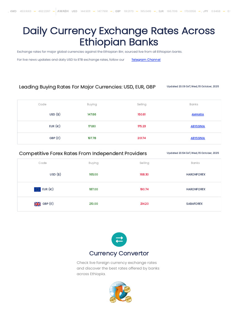 Ethiopia Daily Forex Exchange Rates | PDF | Renminbi | Foreign Exchange ...