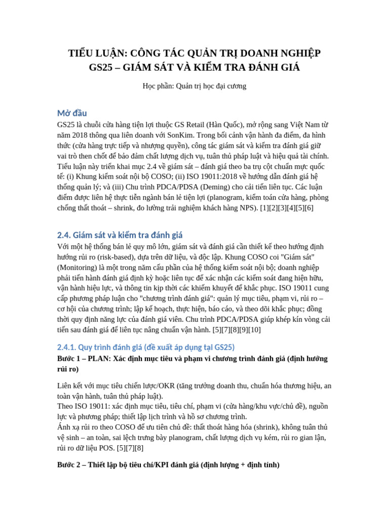 Tieu Luan GS25 Quan Tri Giam Sat Danh Gia | PDF