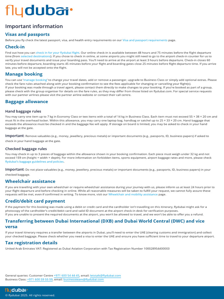 Flydubai Check-In and Gate Info | PDF