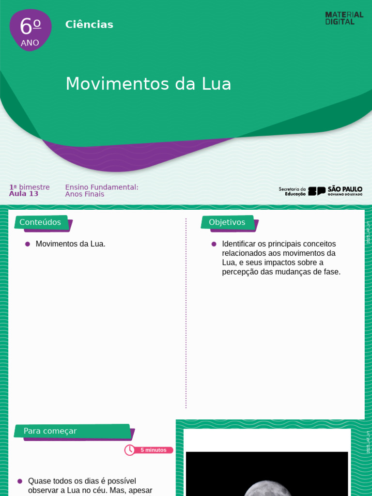 Movimentos da Lua: Rotação e Fases | PDF | Lua | Terra