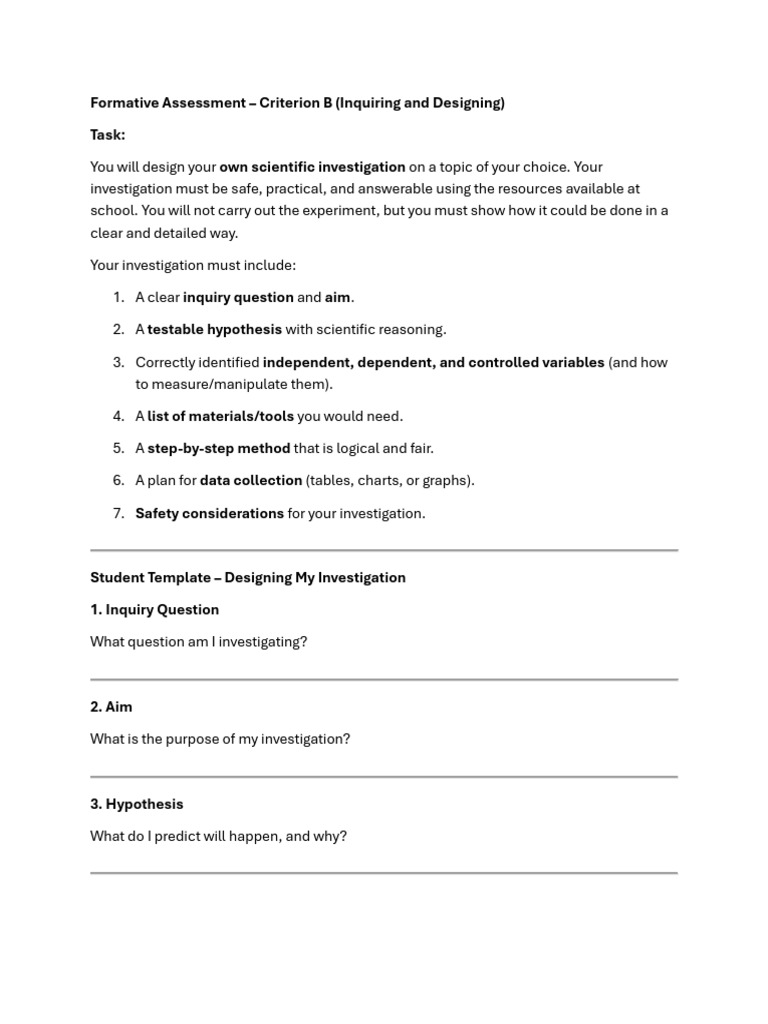 Designing a Scientific Investigation Template | PDF | Experiment | Inquiry