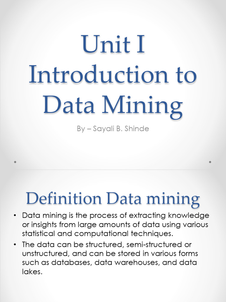 Introduction to Data Mining Concepts | PDF | Data Mining | Statistical ...