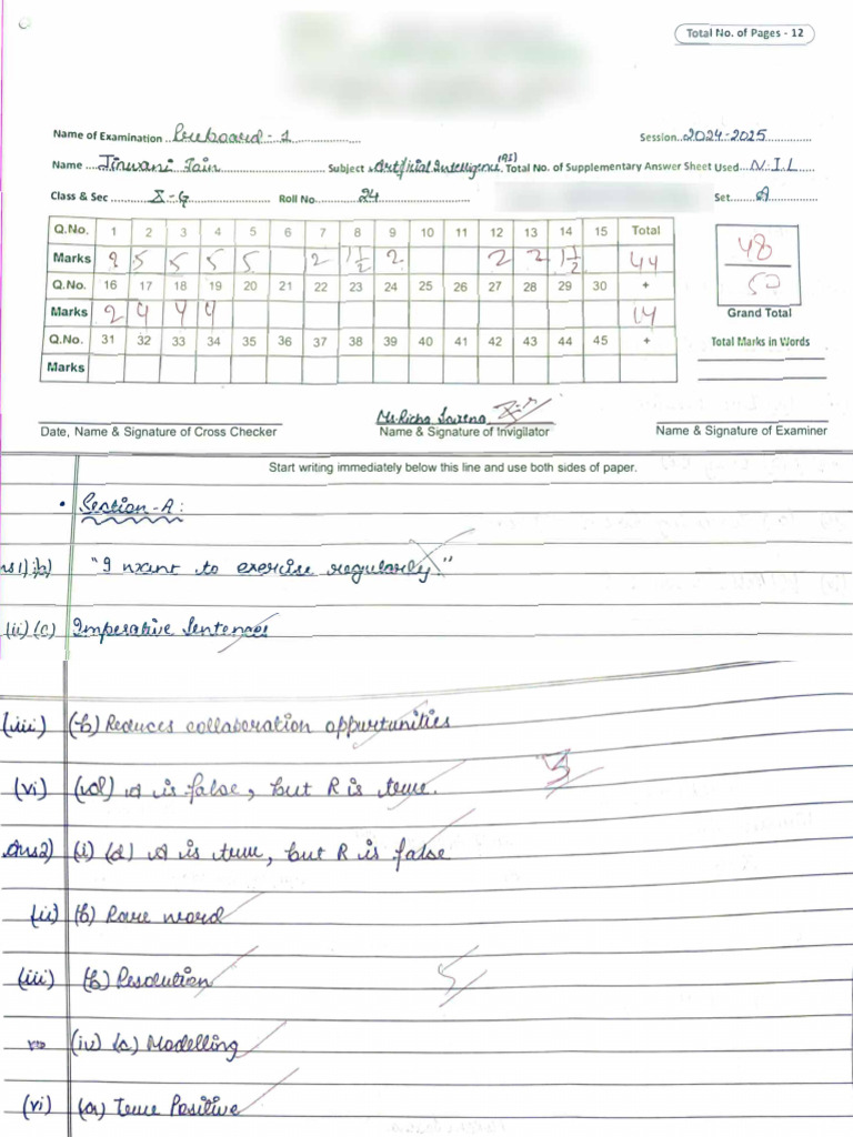 Examination Answer Sheet Template | PDF