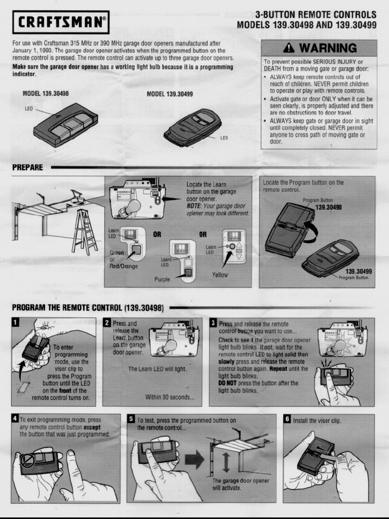 Craftsman Garage Door Remote | PDF