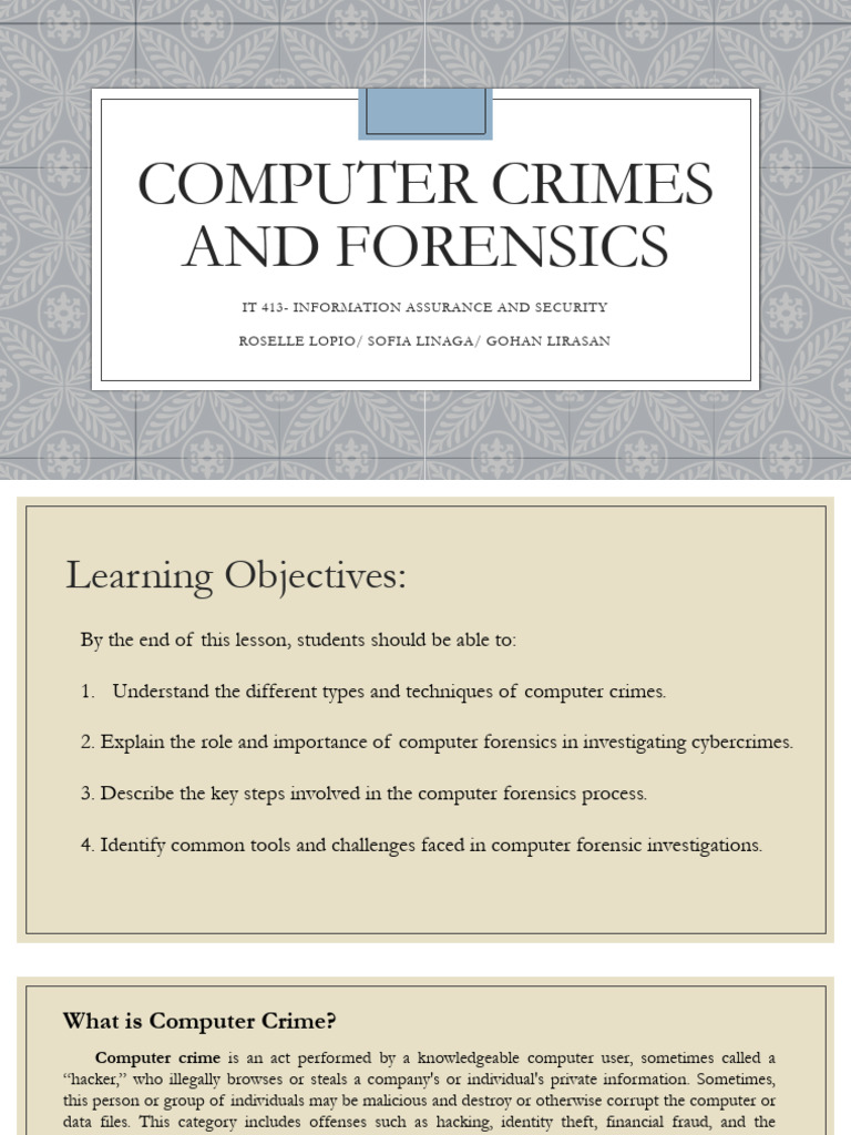 Computer Crimes and Forensics | PDF | Computer Forensics | Security