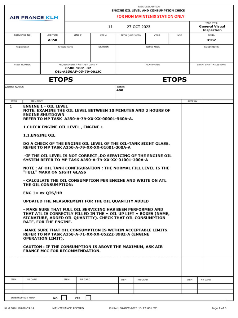 A350 Engine Oil Level Inspection Guide | PDF | Aviation | Aviation Safety