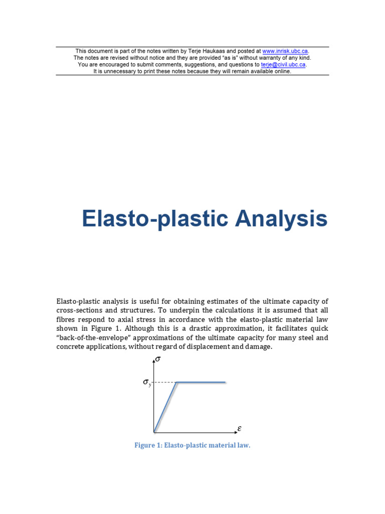 Elasto - Plastic - Analysis-Terje Haukaas | PDF | Stress (Mechanics ...