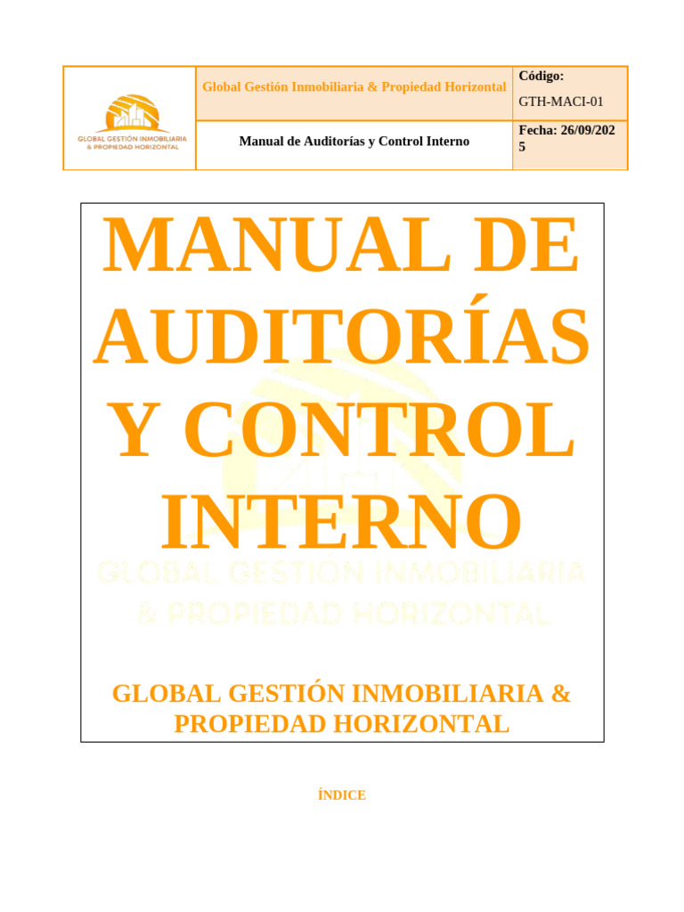 Manual de Auditorías y Control Interno | PDF | Auditoría | Sistema de ...