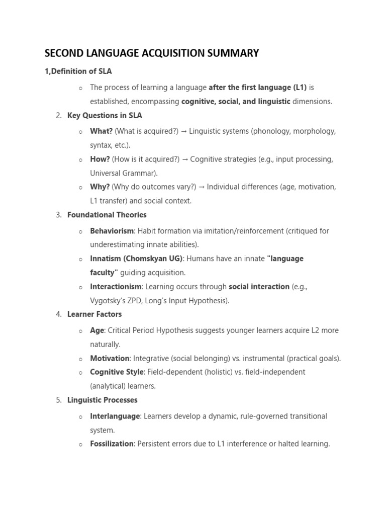 Understanding Second Language Acquisition | PDF