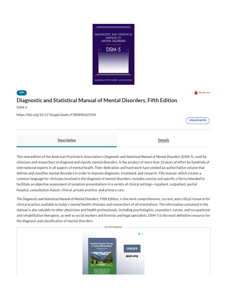 Diagnostic and Statistical Manual of Mental Disorders - Psychiatry ...