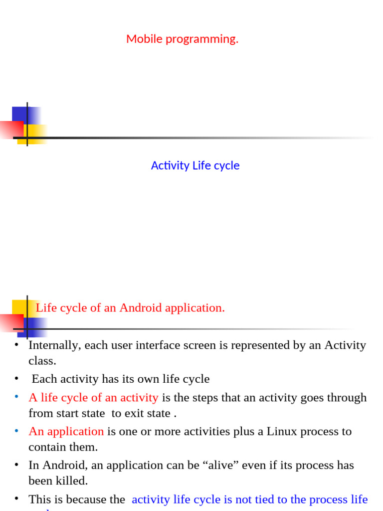Android Activity Lifecycle Explained | PDF | Method (Computer ...