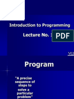 Introduction To Programming: Lecture No. 1