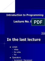 Introduction To Programming: Lecture No. 8