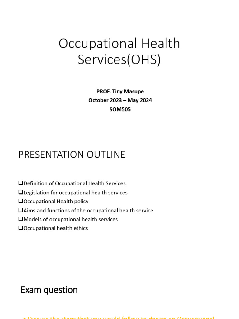Occupational Health Services Overview | PDF | Occupational Safety And ...