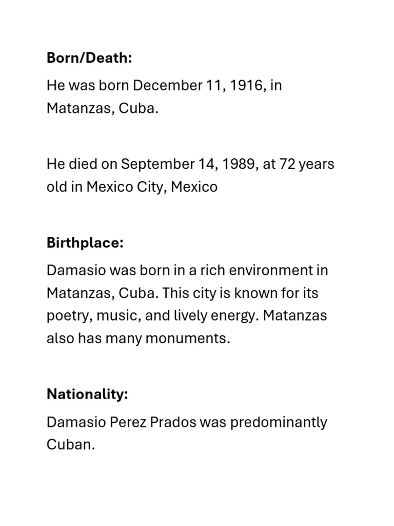 Damasio Perez Prados: King of Mambo | PDF