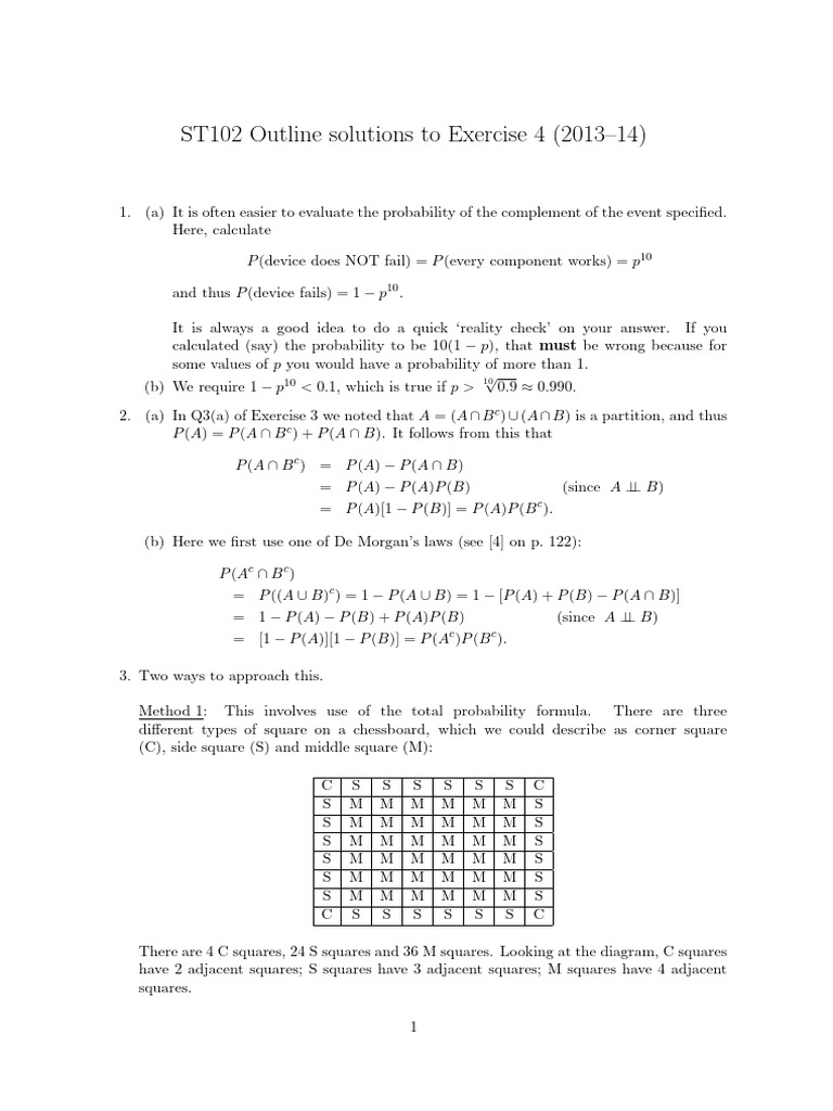 ST102 Solutions 4 | PDF | Mathematics