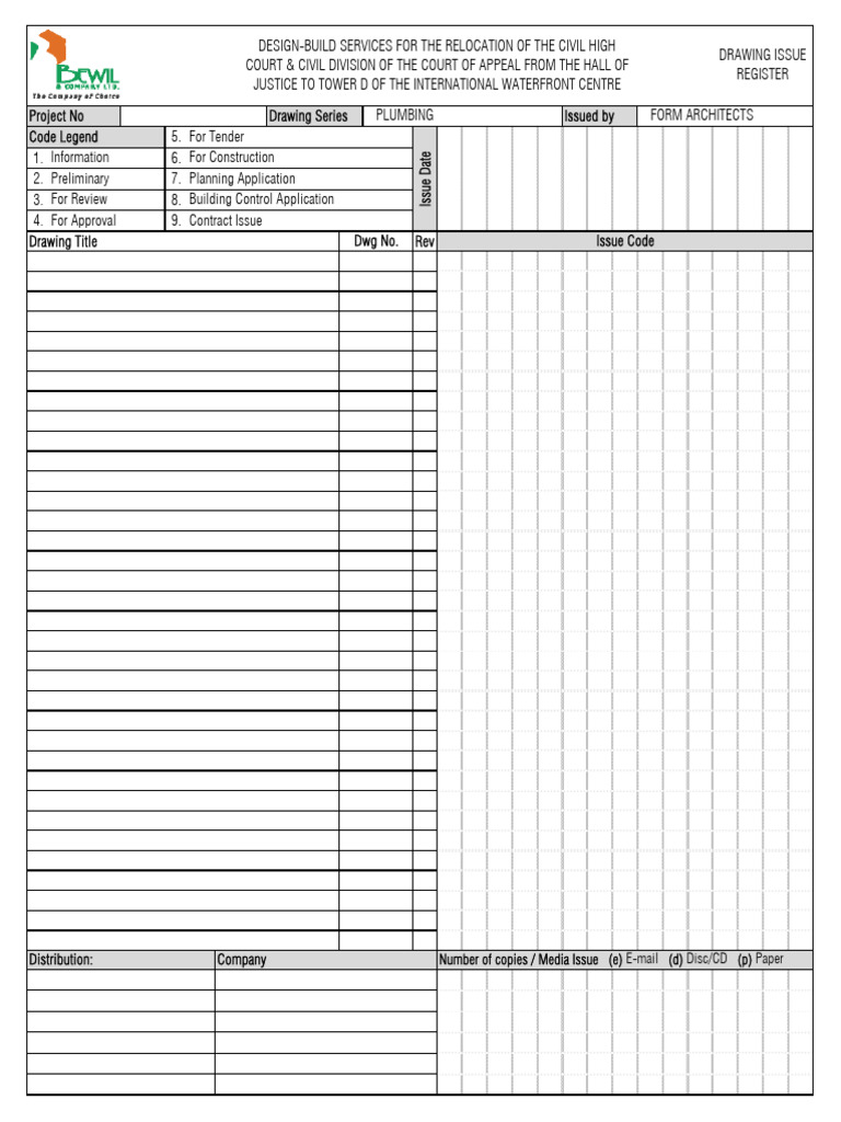 Drawing Issue Register for Court Relocation | PDF