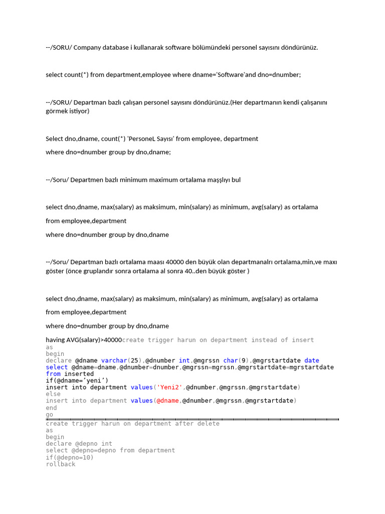 SQL Queries for Employee and Department Analysis | PDF