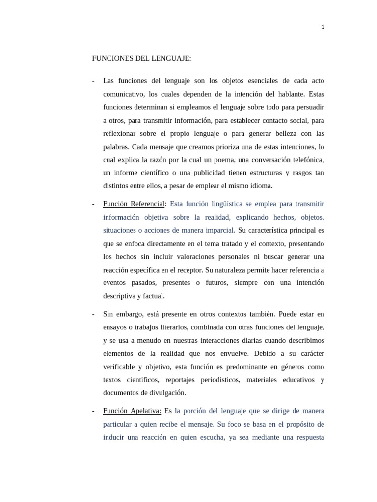 Funciones del lenguaje en comunicación | PDF | Comunicación | Conceptos ...
