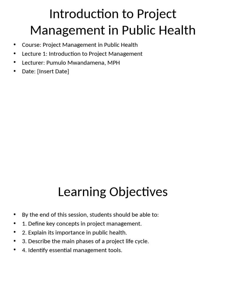 Project Management in Public Health Basics | PDF | Project Management ...