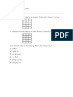 Truth Tables Worksheet