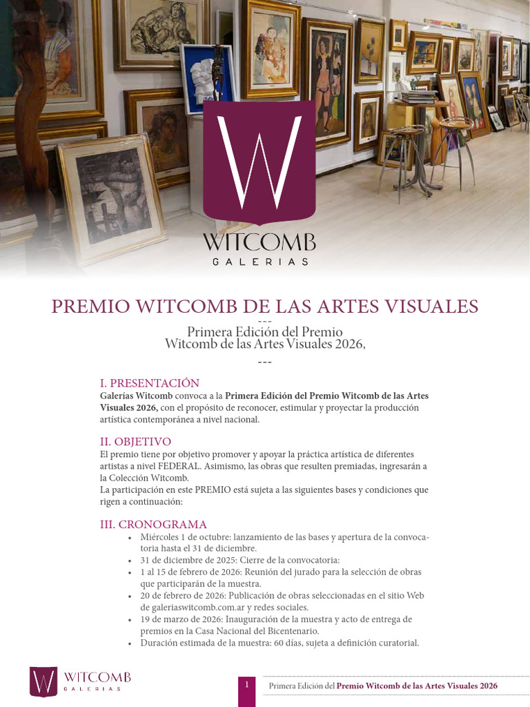 Galerias-Witcomb Bases-Condiciones Concurso2025 | PDF | Las artes