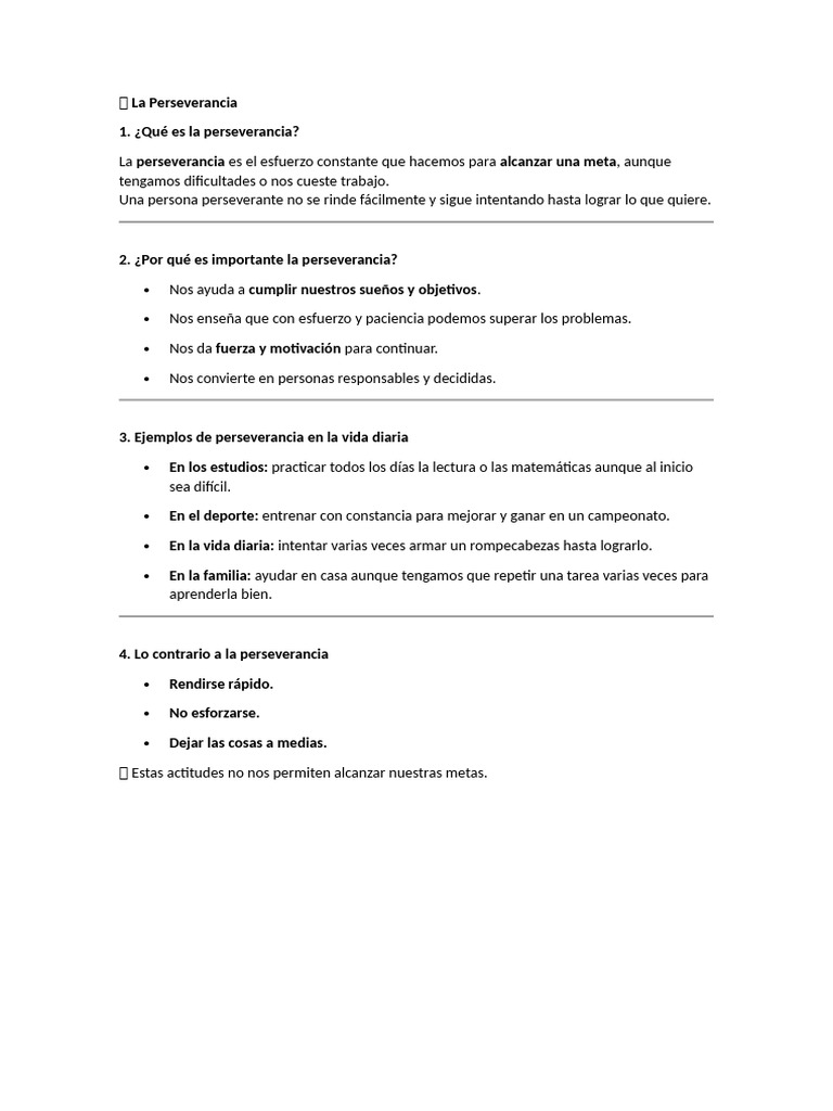 Ejemplos de Perseverancia en la Vida | PDF