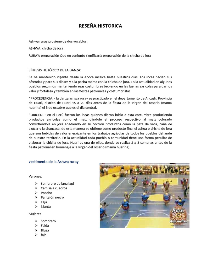 Vestimenta de la Danza Ashwa Ruray | PDF